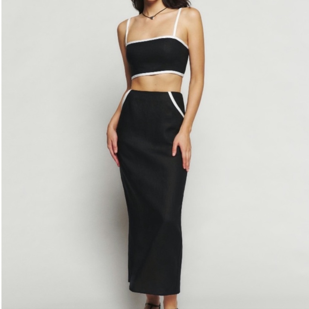 Reformation Black and White Two-Piece Skirt Set